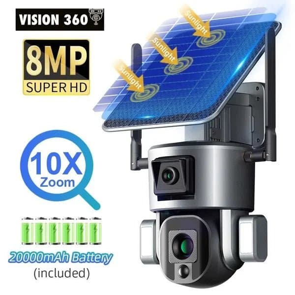 SunCam Telecamera Sicurezza con Solare - Doppio Camera 4G LTE