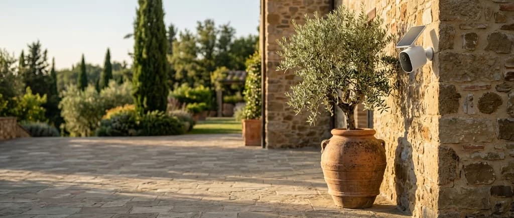 Telecamera di sicurezza solare wireless SunCam 4K per esterni ed interni