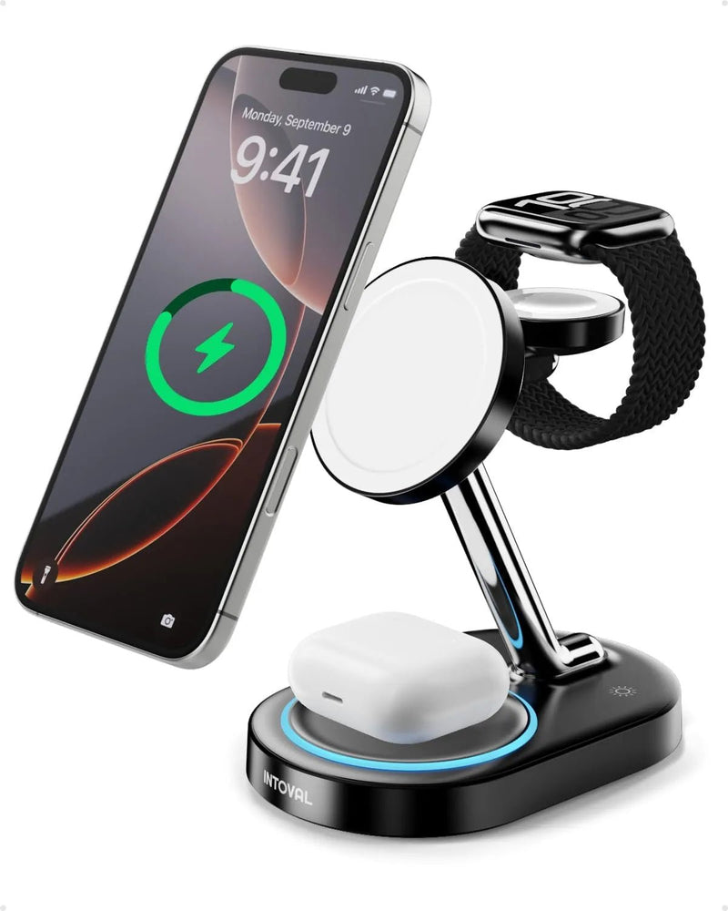 SiiPro Caricatore Wireless 3 in 1 - MagSafe Compatibilita  iPhone (11-16), AirPods, Apple Watch 35W