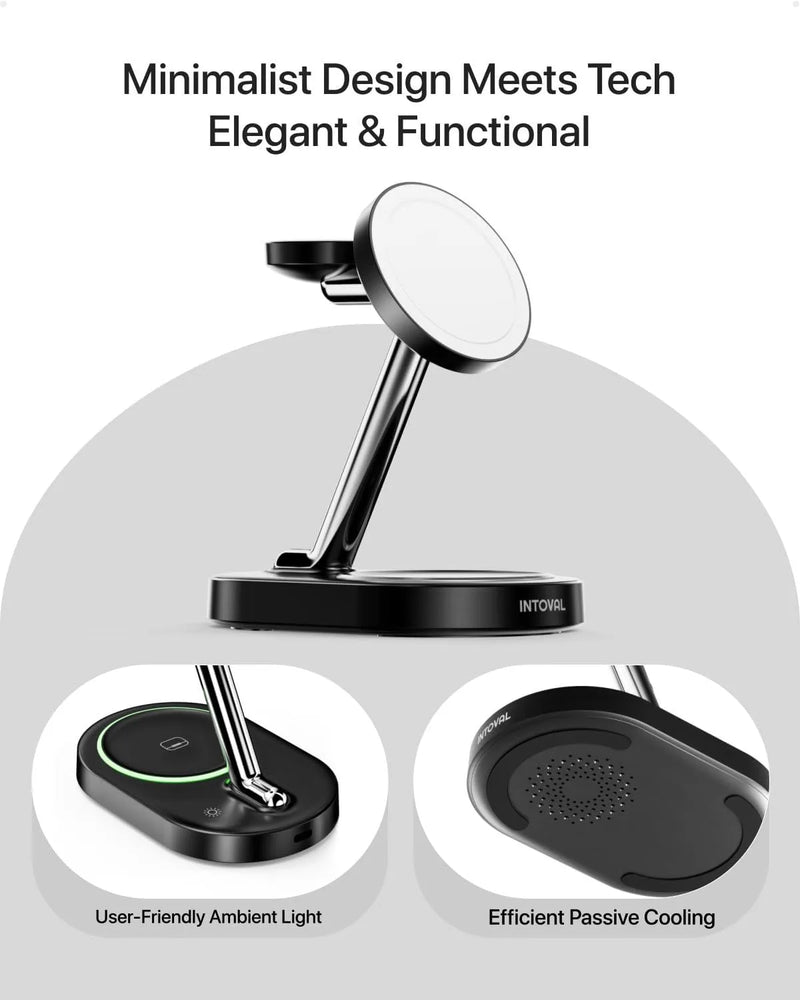 SiiPro Caricatore Wireless 3 in 1 - MagSafe Compatibilita  iPhone (11-16), AirPods, Apple Watch 35W