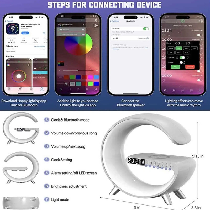 Lampada Da Tavolo E Caricabatterie Wireless Altoparlante Bluetooth Multifunzionale [ ORIGINALE ]