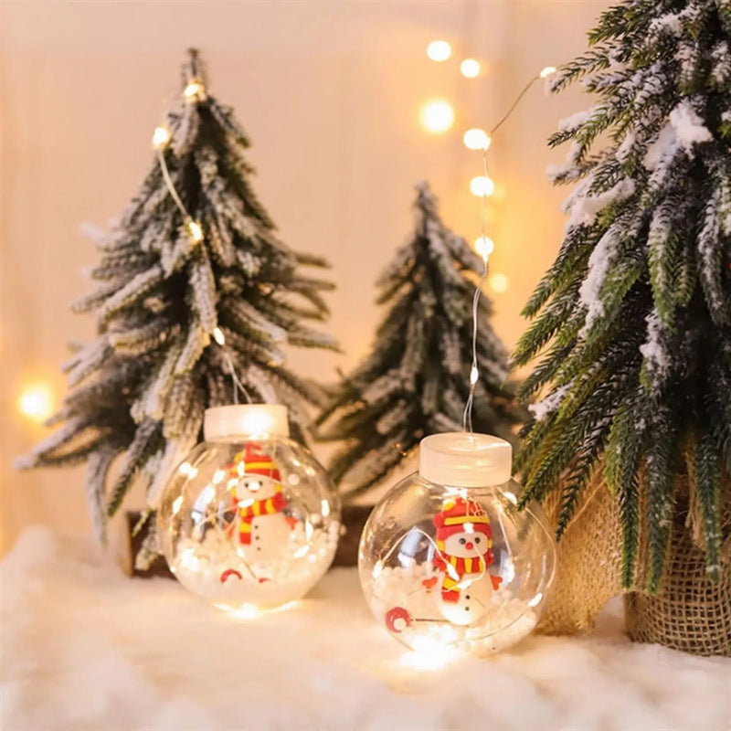 Lampada Decorativa A Led Con Pupazzo Di Neve, Albero Di Natale E Sfere Luminose