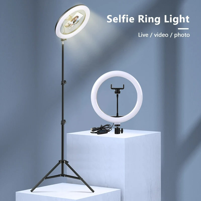 Luce ad Anello, Lampada Anulare LED, Luce Circolare per Selfie Fotografia Video Ring Light Anello Luminoso per Smartphone, Tiktok, Live Stream, Vine, Vlog