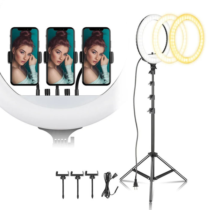 Luce ad Anello, Lampada Anulare LED, Luce Circolare per Selfie Fotografia Video Ring Light Anello Luminoso per Smartphone, Tiktok, Live Stream, Vine, Vlog