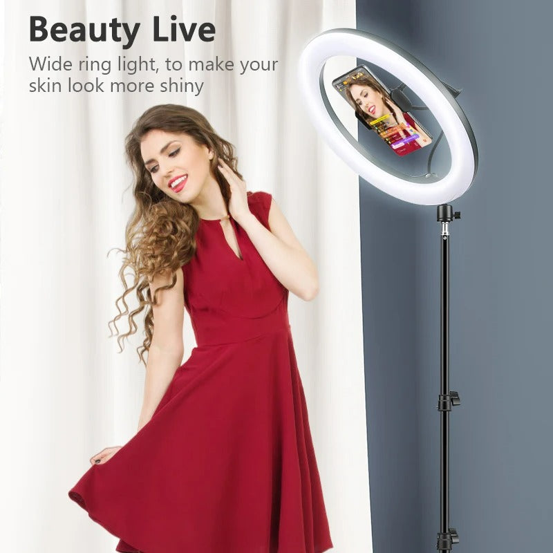 Luce ad Anello, Lampada Anulare LED, Luce Circolare per Selfie Fotografia Video Ring Light Anello Luminoso per Smartphone, Tiktok, Live Stream, Vine, Vlog