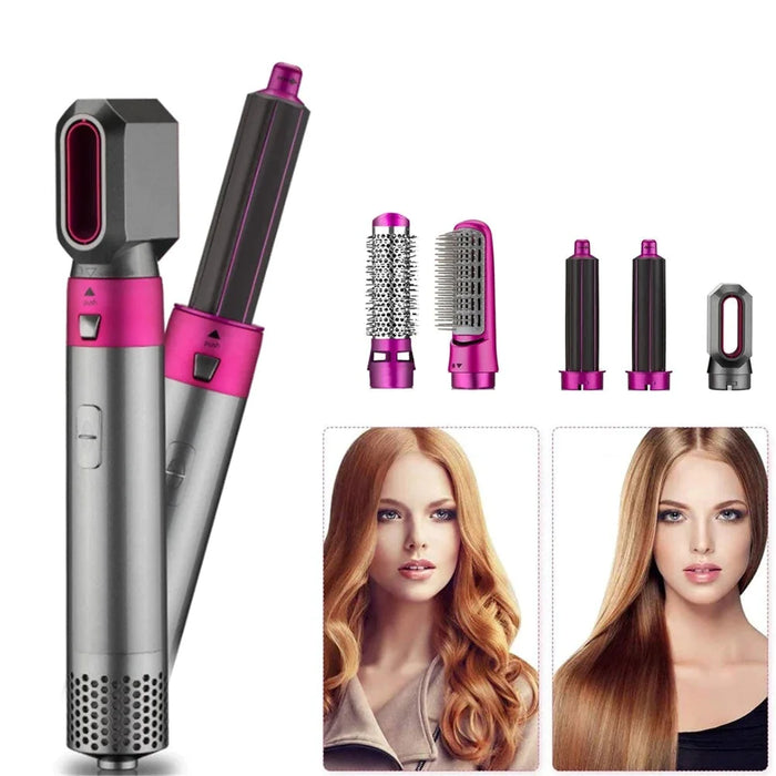 Spazzola Asciugacapelli 5 in 1 Accessori Intercambiabili Ceramica e Ioni New