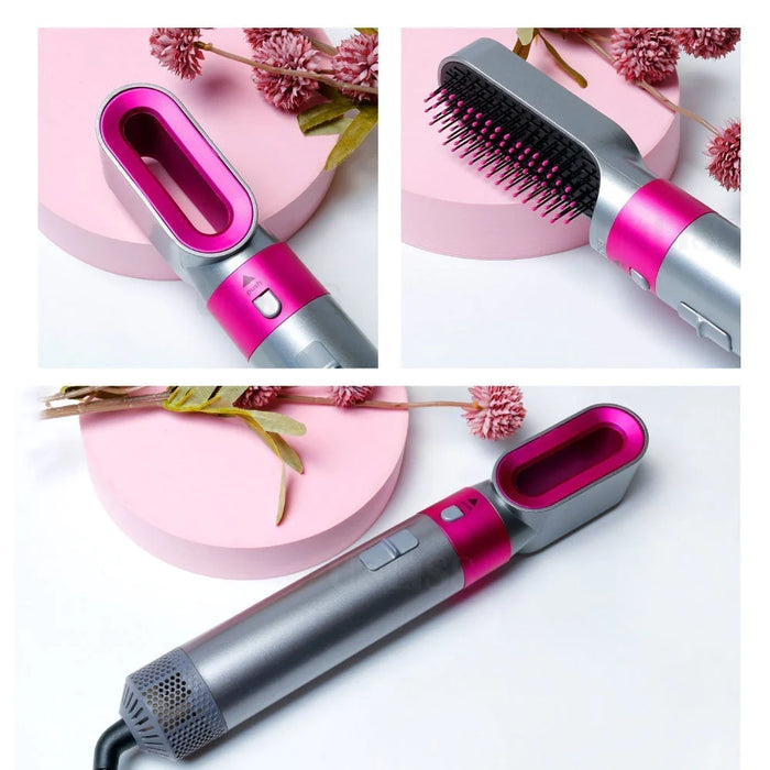Spazzola Asciugacapelli 5 in 1 Accessori Intercambiabili Ceramica e Ioni New