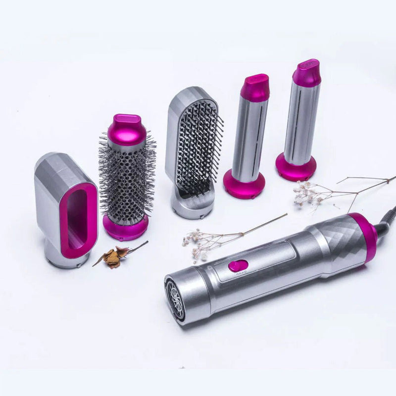 Spazzola Asciugacapelli 5 in 1 Accessori Intercambiabili Ceramica e Ioni New
