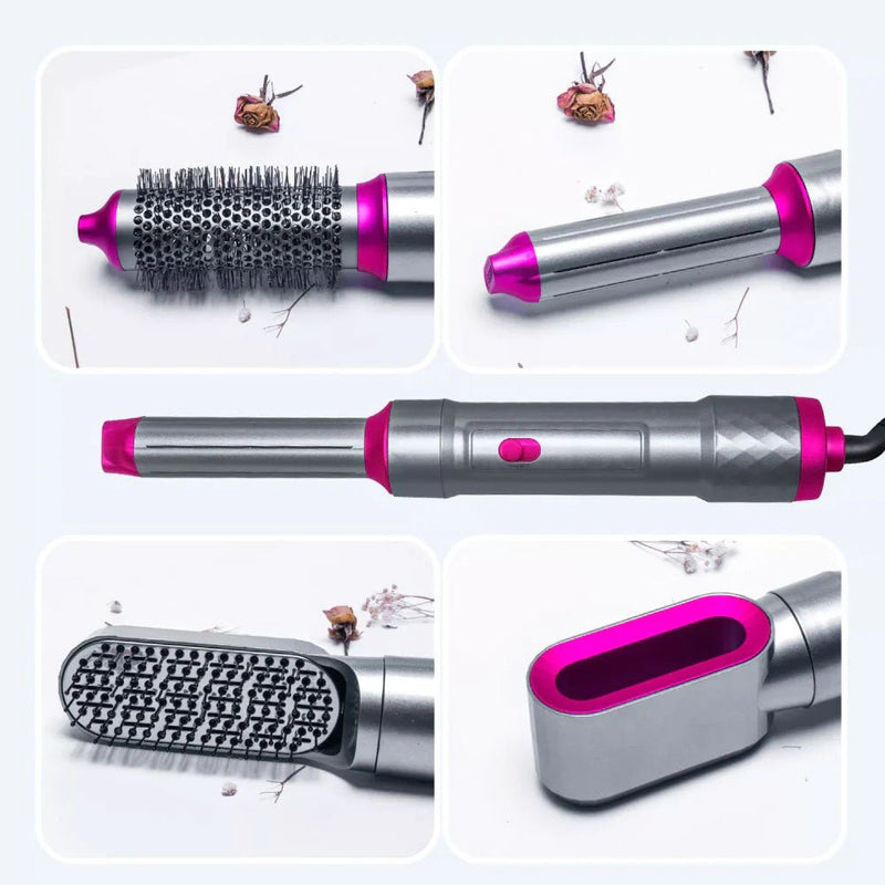 Spazzola Asciugacapelli 5 in 1 Accessori Intercambiabili Ceramica e Ioni New