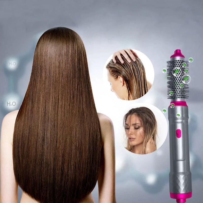 Spazzola Asciugacapelli 5 in 1 Accessori Intercambiabili Ceramica e Ioni New