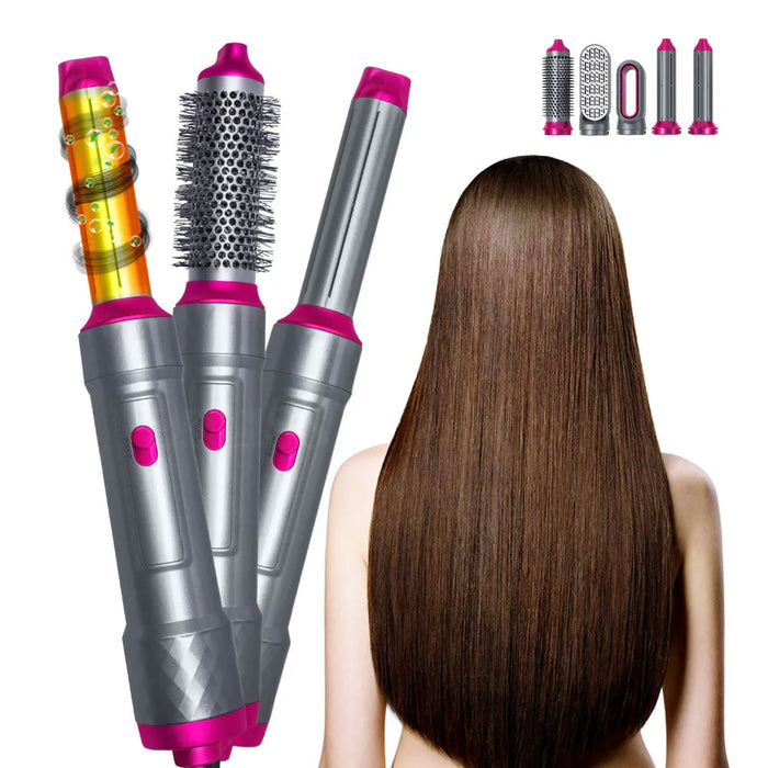 Spazzola Asciugacapelli 5 in 1 Accessori Intercambiabili Ceramica e Ioni New