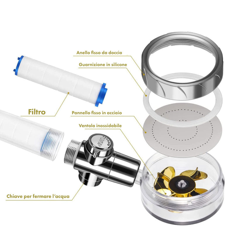 Doccia Alta Pressione Anticalcare Girevole A 360 °