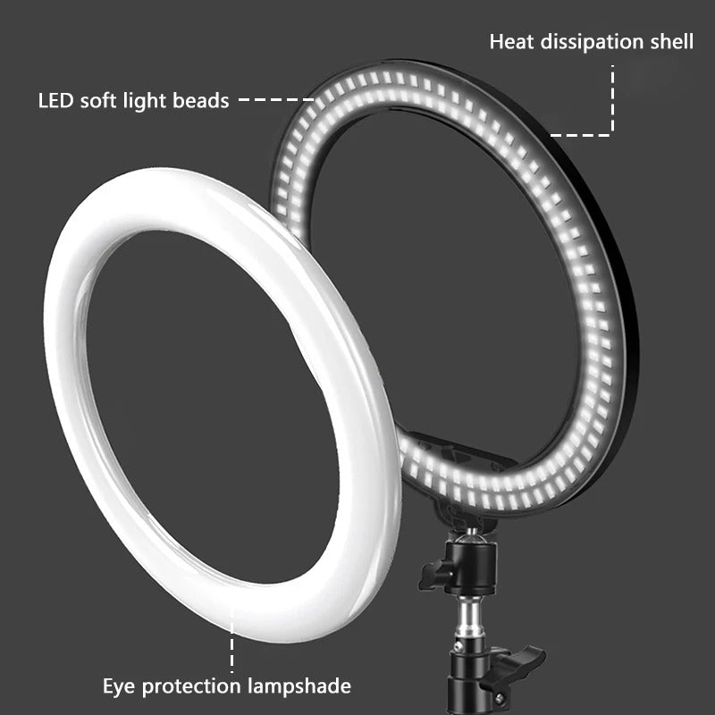 Luce ad Anello, Lampada Anulare LED, Luce Circolare per Selfie Fotografia Video Ring Light Anello Luminoso per Smartphone, Tiktok, Live Stream, Vine, Vlog