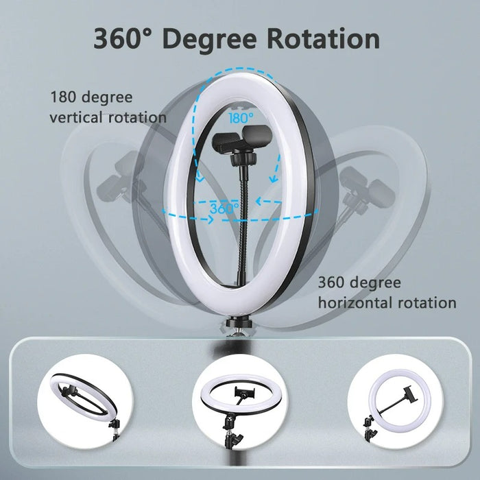 Luce ad Anello, Lampada Anulare LED, Luce Circolare per Selfie Fotografia Video Ring Light Anello Luminoso per Smartphone, Tiktok, Live Stream, Vine, Vlog