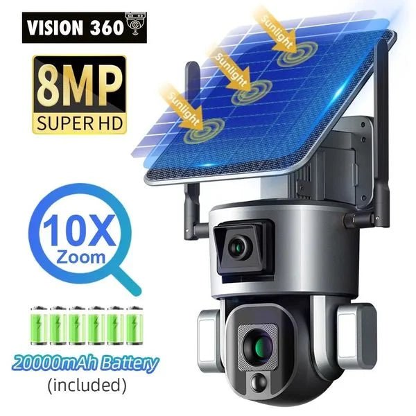 SunCam Telecamera Sicurezza con Solare - Doppio Camera 4G LTE